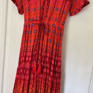 Free People Vibrant Red and Orange Fabric